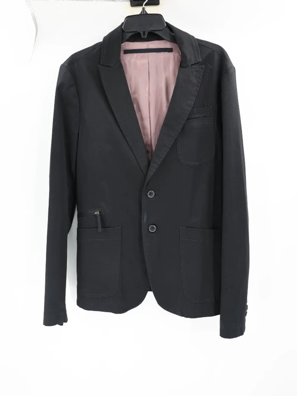 Diesel Sport Coat Mens Large Cotton black zip patch pockets casual blazer jacket